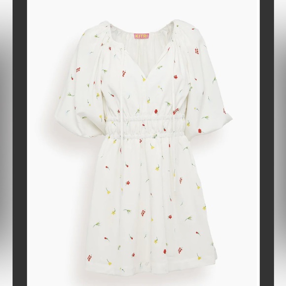 NWOT KITRI Azalea Mini Dress in White Vintage Floral - Picture 3 of 12